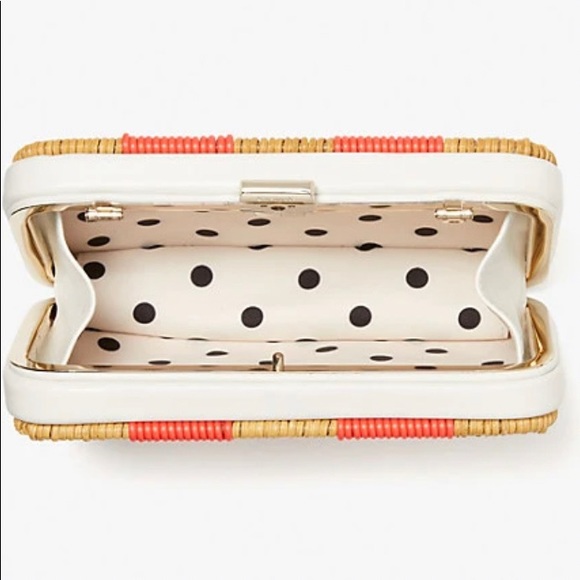 Authentic KATE SPADE Leather/Straw clutch/Crosby - Picture 6 of 16